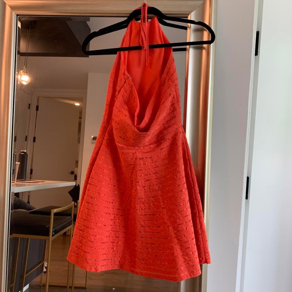 Parker Karmen Silk Halter Dress in Melon - Picture 3 of 4
